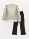 Crew Neck Striped Girl's Sweatshirt and Tights